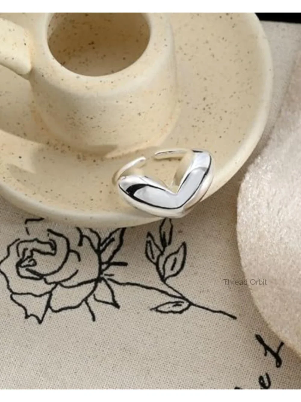 Chunky Heart Ring Statement Y2K Adjustable Open Ring Hypoallergenic Stainless